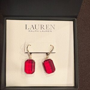 Lauren Ralph Lauren Vibrant Red and Silver Earrings